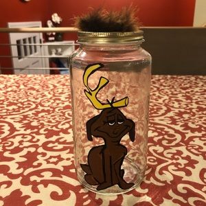 HAND CRAFTED - Handpainted Max from the Grinch - Dog treat Jar